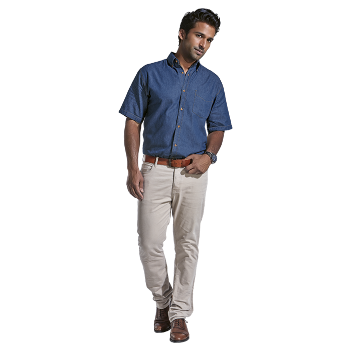 Mens Denver Denim Shirt Short Sleeve
