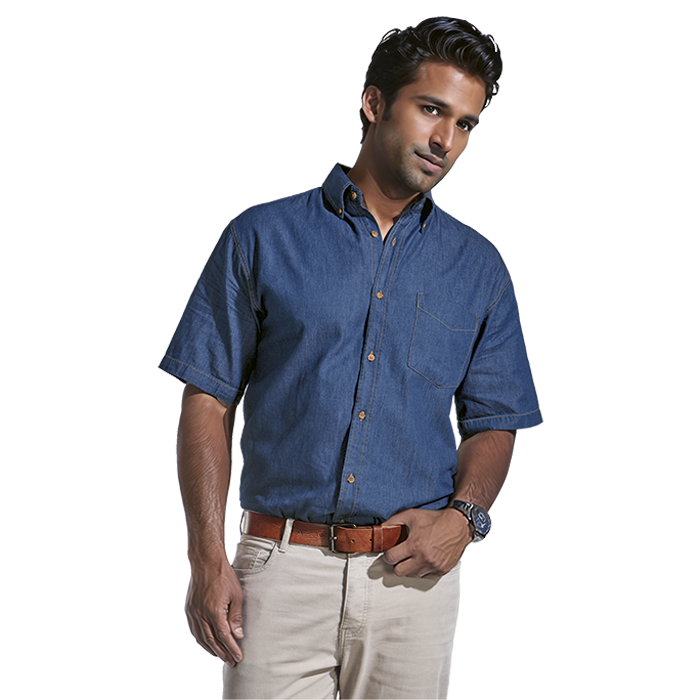 Mens Denver Denim Shirt Short Sleeve