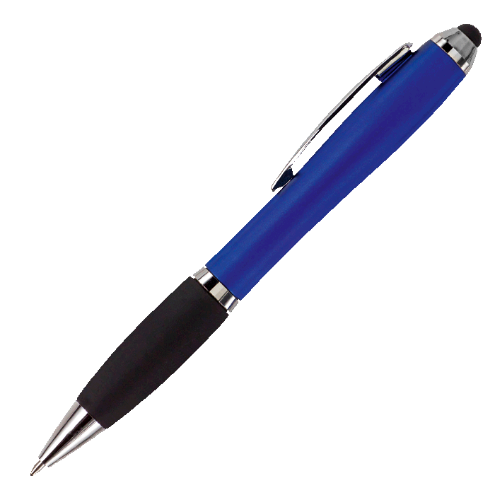 Ballpoint Pen with Rubber Grip and Stylus