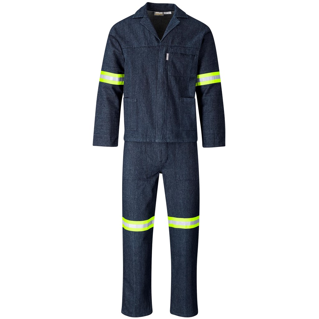 Vintage 100% Cotton Denim Conti Suit – Reflective Arms & Legs – Yellow Tape