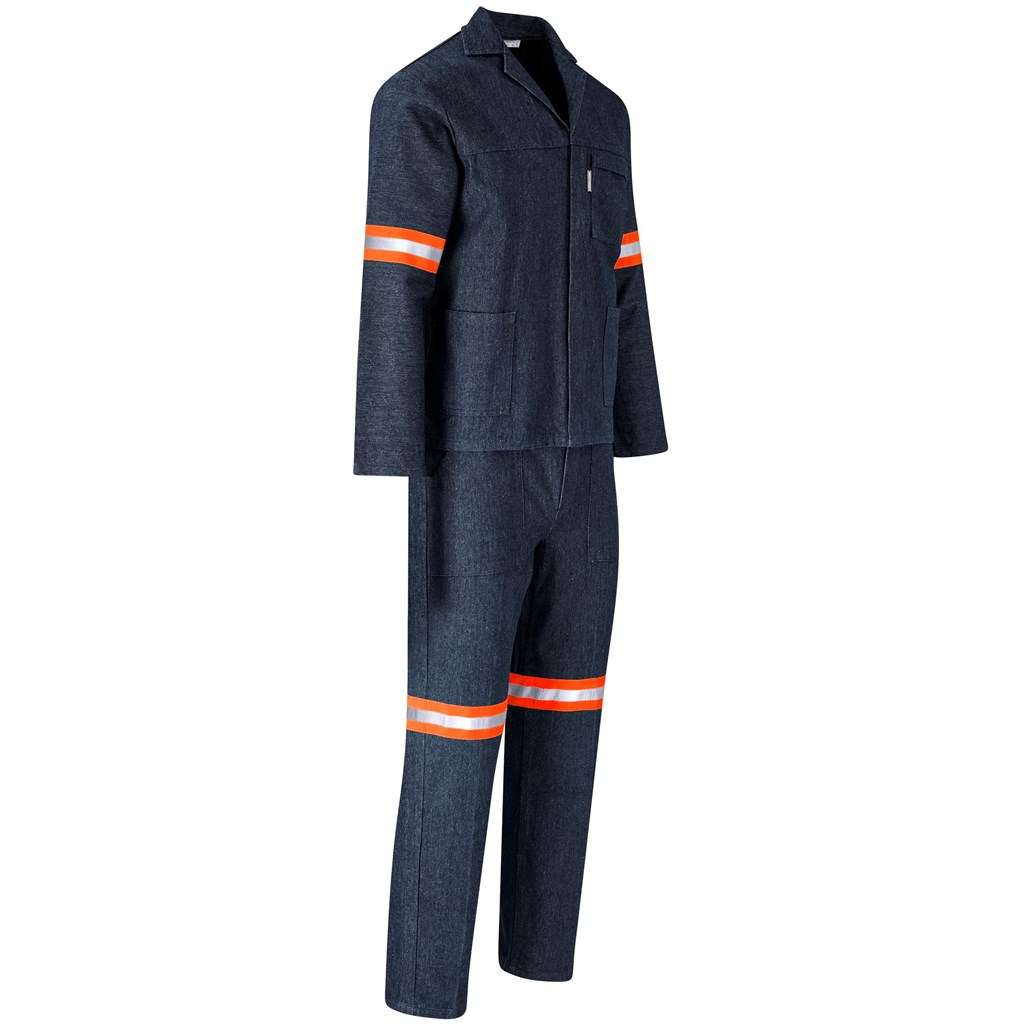 Vintage 100% Cotton Denim Conti Suit – Reflective Arms & Legs – Orange Tape