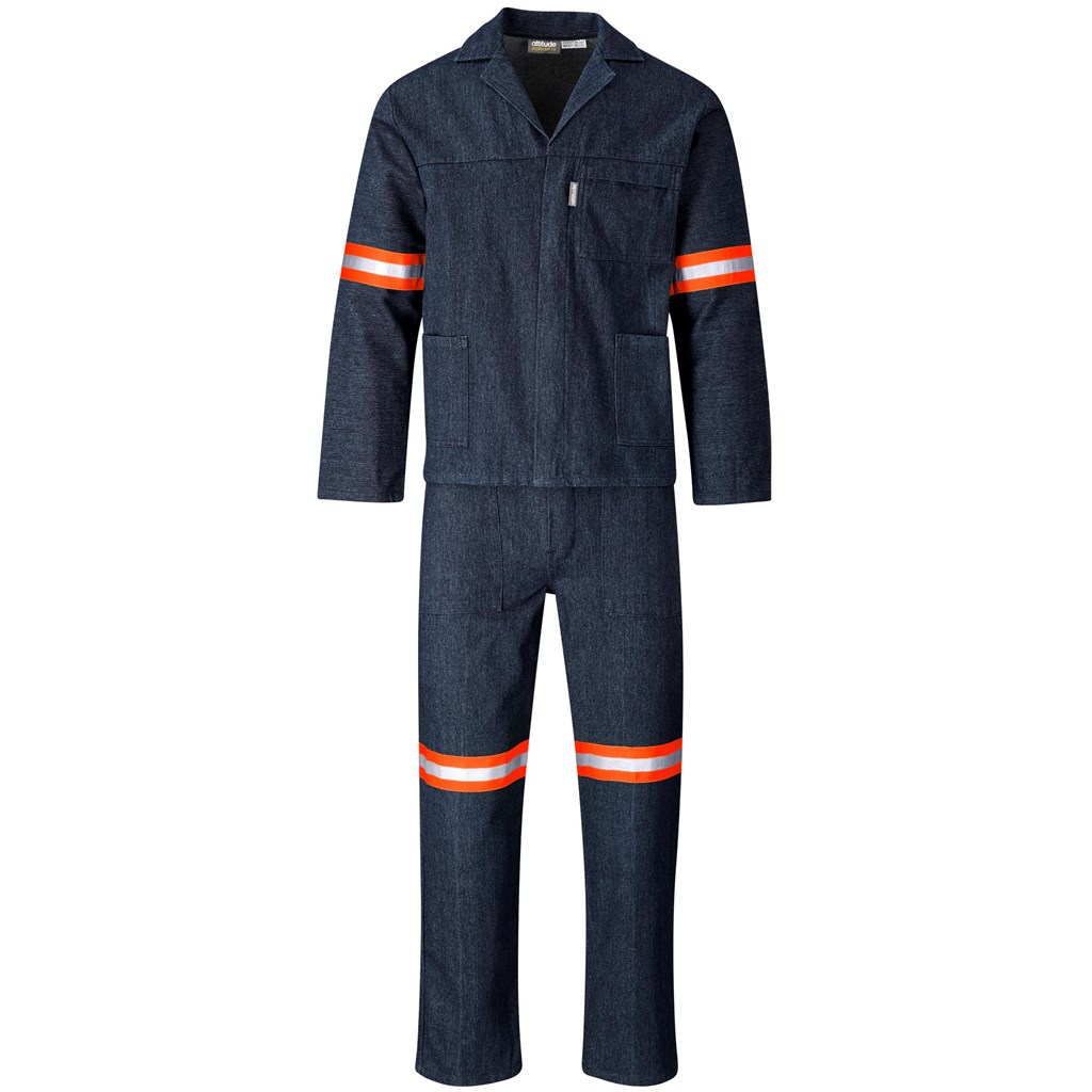 Vintage 100% Cotton Denim Conti Suit – Reflective Arms & Legs – Orange Tape