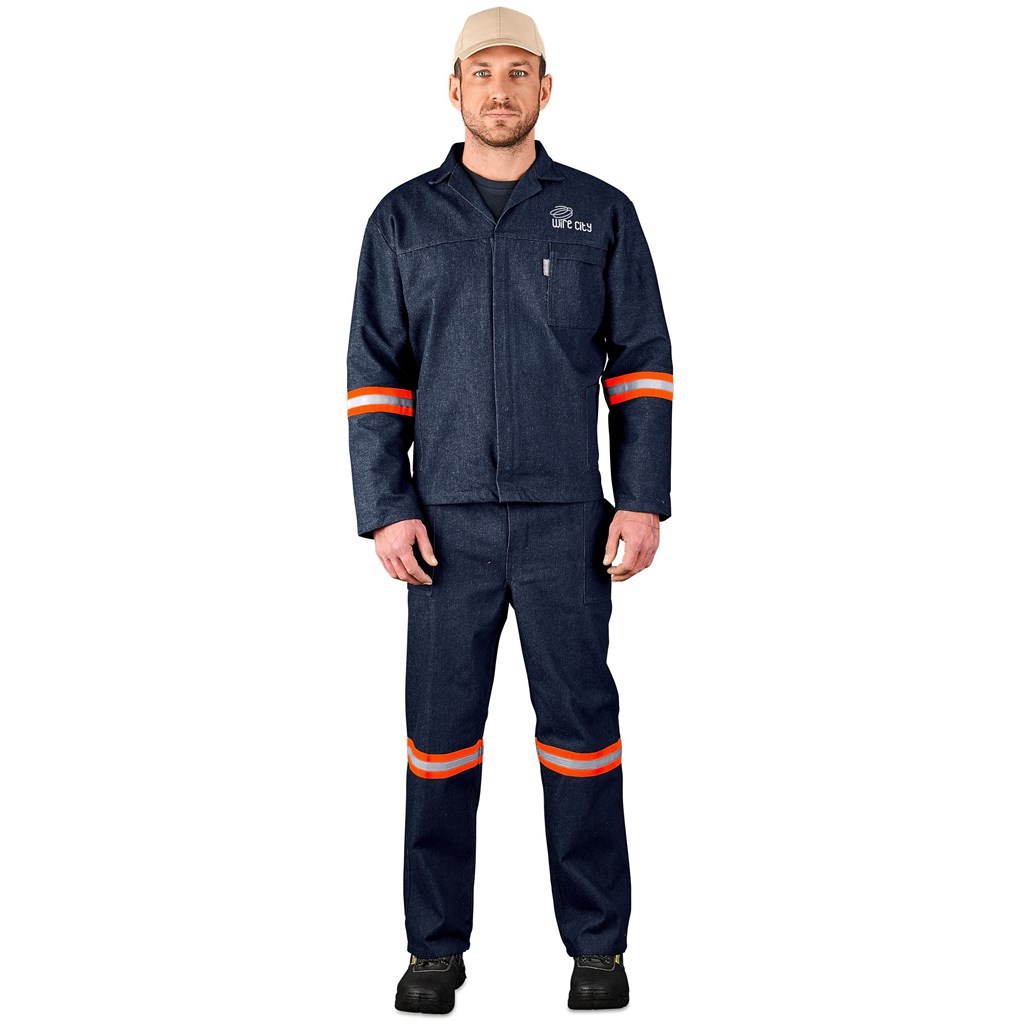 Vintage 100% Cotton Denim Conti Suit – Reflective Arms, Legs & Back – Orange Tape