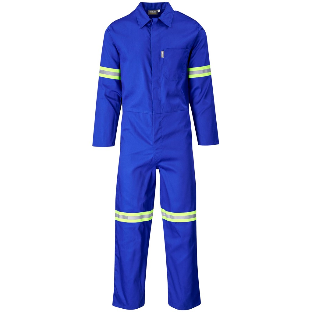 Safety Polycotton Boiler Suit – Reflective Arms Legs & Back – Yellow Tape