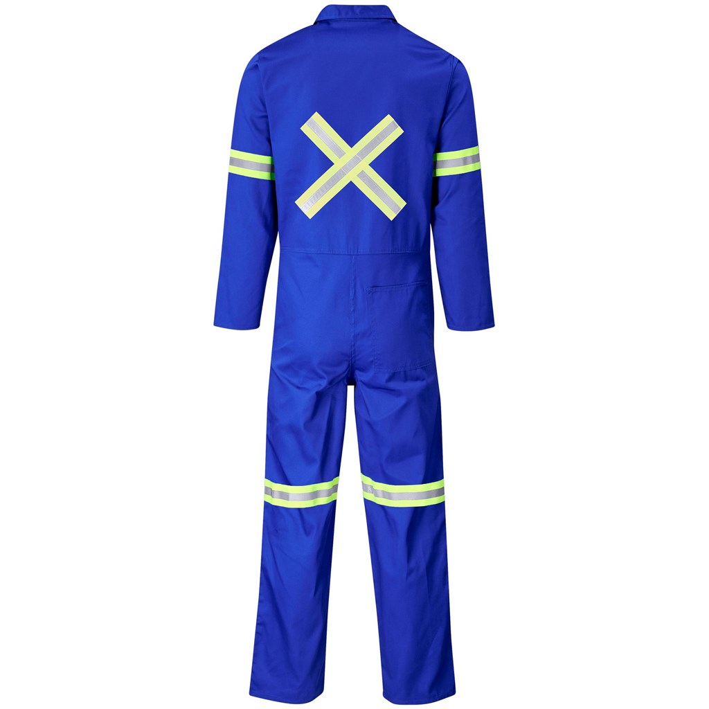 Safety Polycotton Boiler Suit – Reflective Arms Legs & Back – Yellow Tape