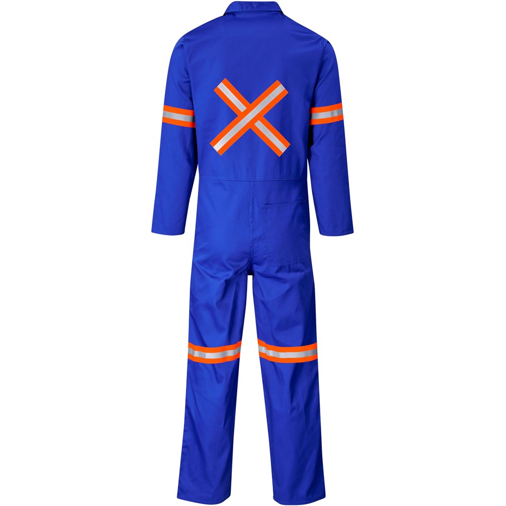 Safety Polycotton Boiler Suit – Reflective Arms Legs & Back – Orange Tape