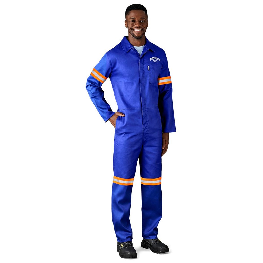 Safety Polycotton Boiler Suit – Reflective Arms Legs & Back – Orange Tape
