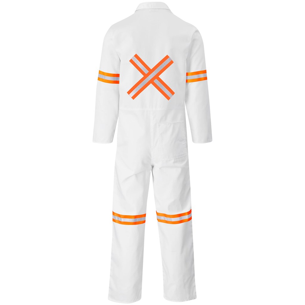 Safety Polycotton Boiler Suit – Reflective Arms Legs & Back – Orange Tape