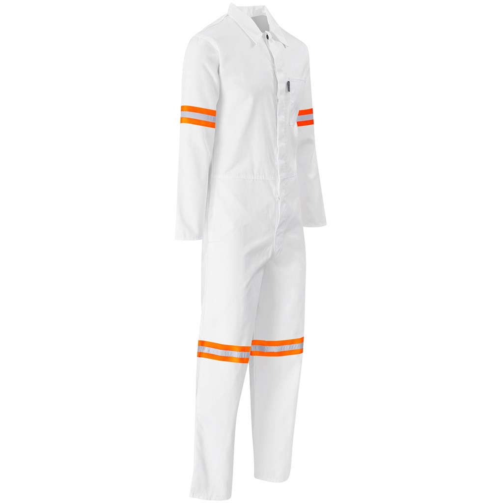 Safety Polycotton Boiler Suit – Reflective Arms Legs & Back – Orange Tape