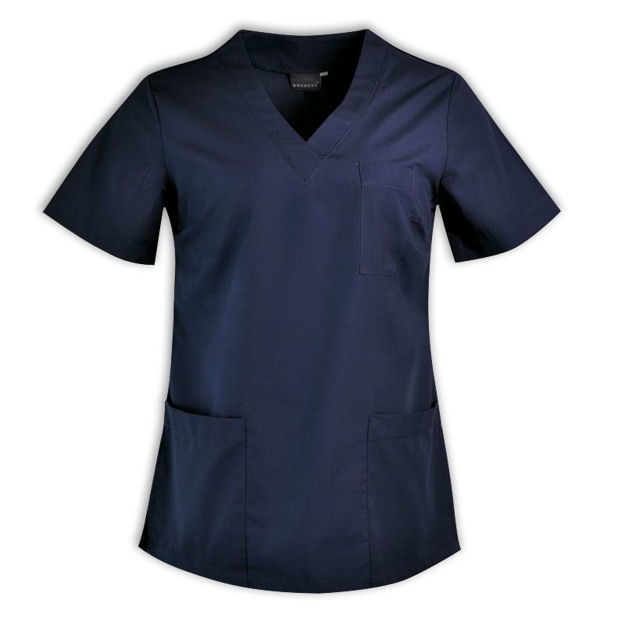 Navy V-neck scrub top for professional healthcare uniforms