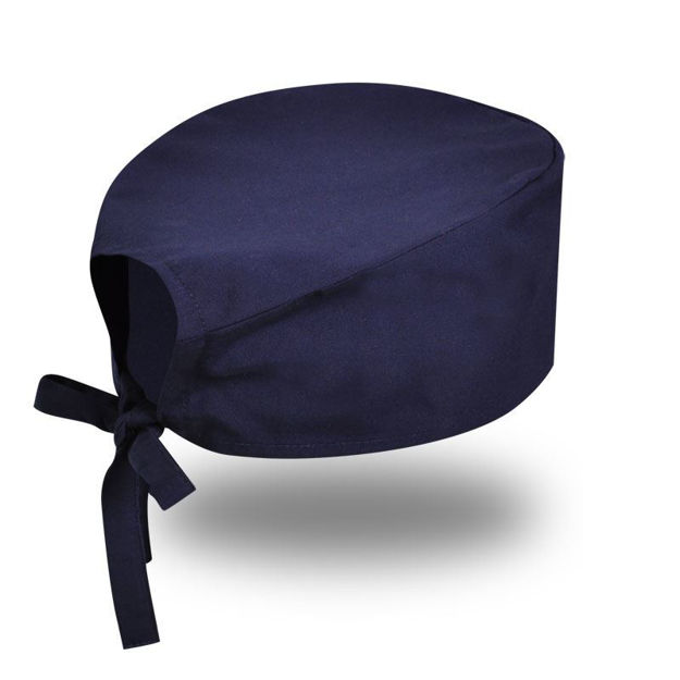 Navy theatre cap for healthcare and medical uniforms.