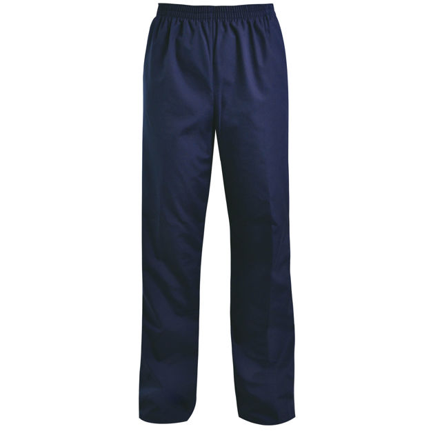Navy healthcare trousers with elastic waist.