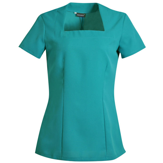Navy women’s scrub top for healthcare uniforms.