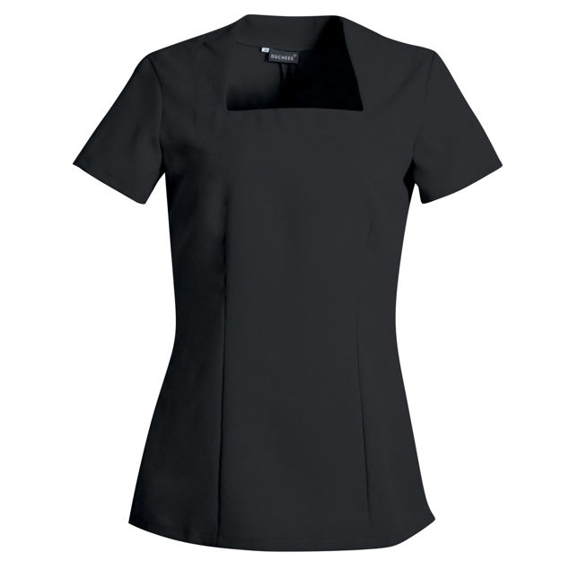 Black women’s scrub top for medical uniforms.