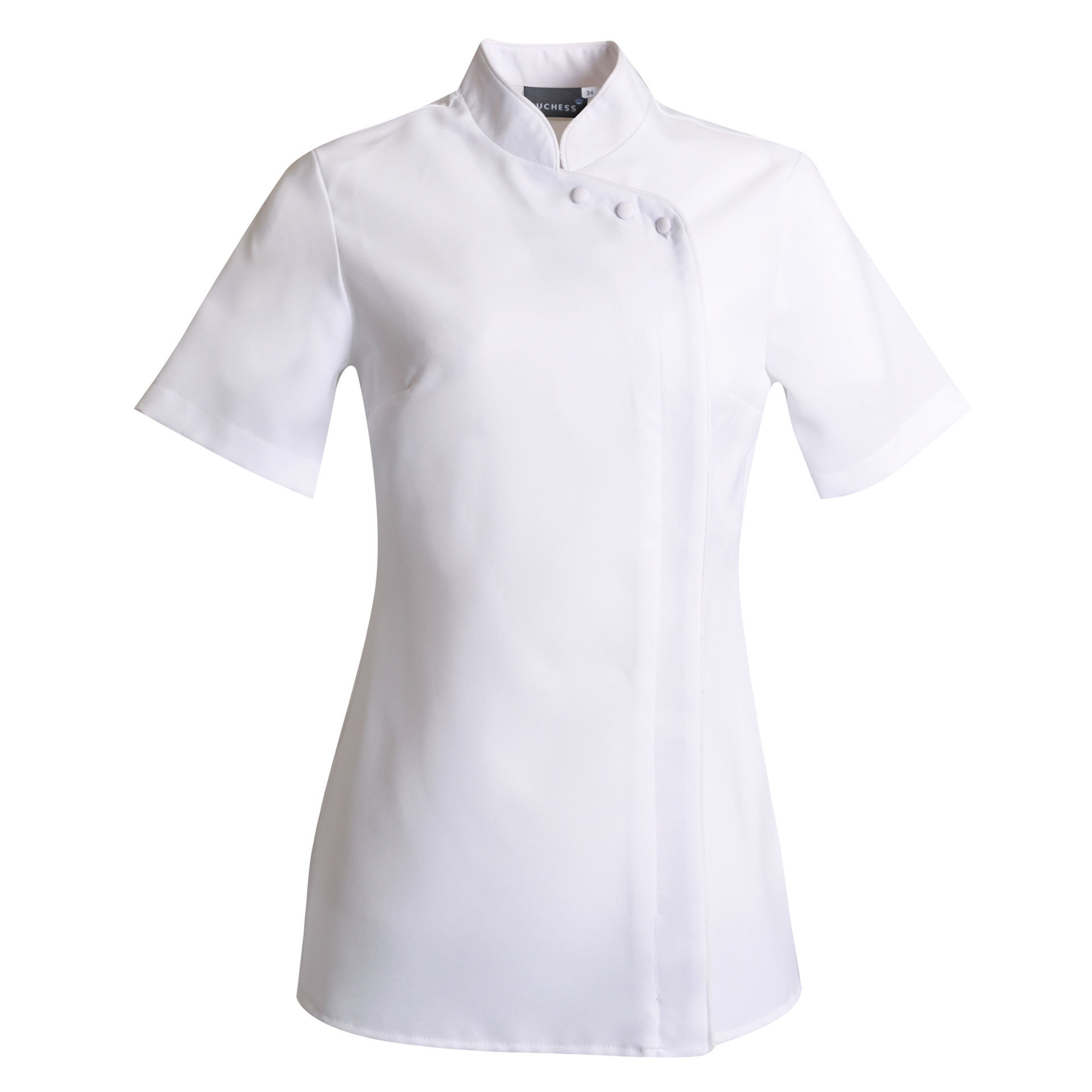 White short-sleeve healthcare polo shirt for uniforms.