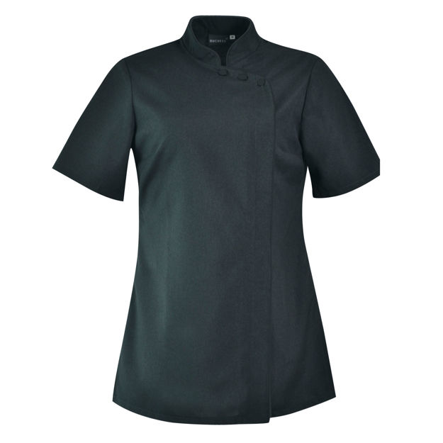 Dark green women’s scrub top for professional healthcare uniforms.