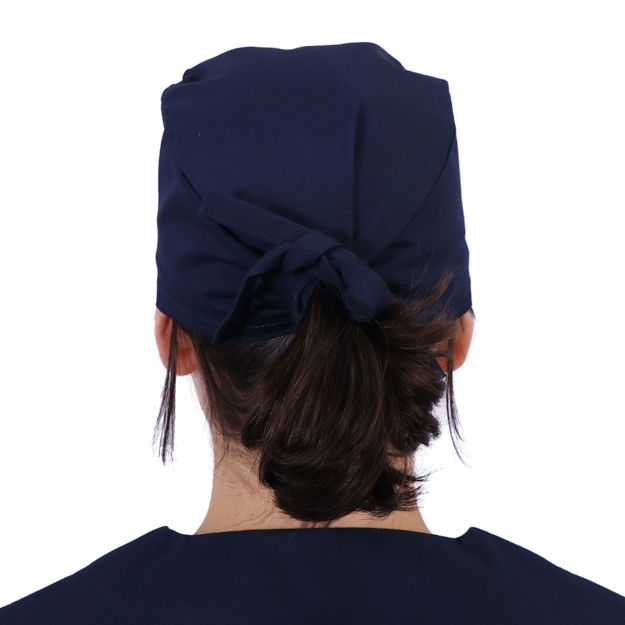 Navy theatre cap shown from the back.