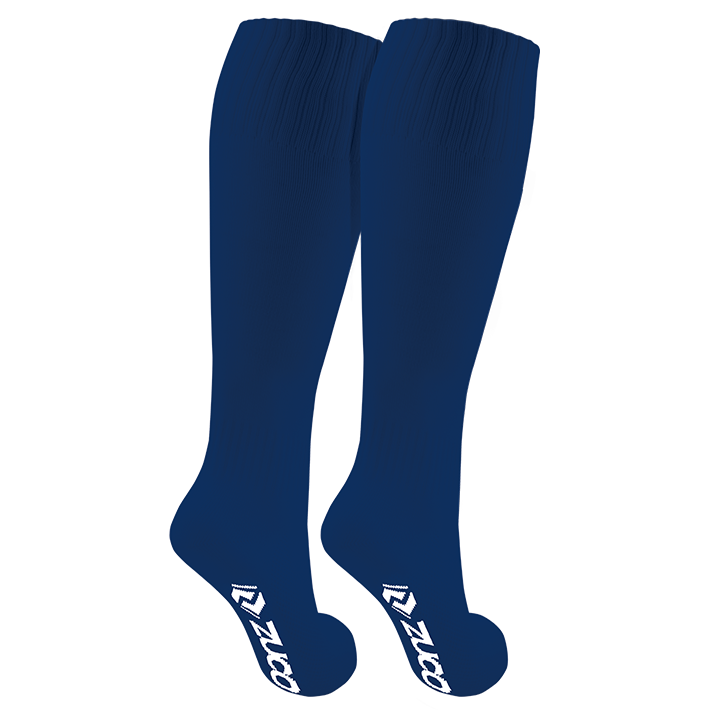 Royal blue knee-high sports socks.