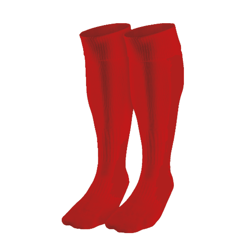 Red knee-high sports socks.