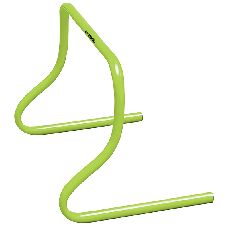 Green low agility hurdle for speed and coordination exercises.