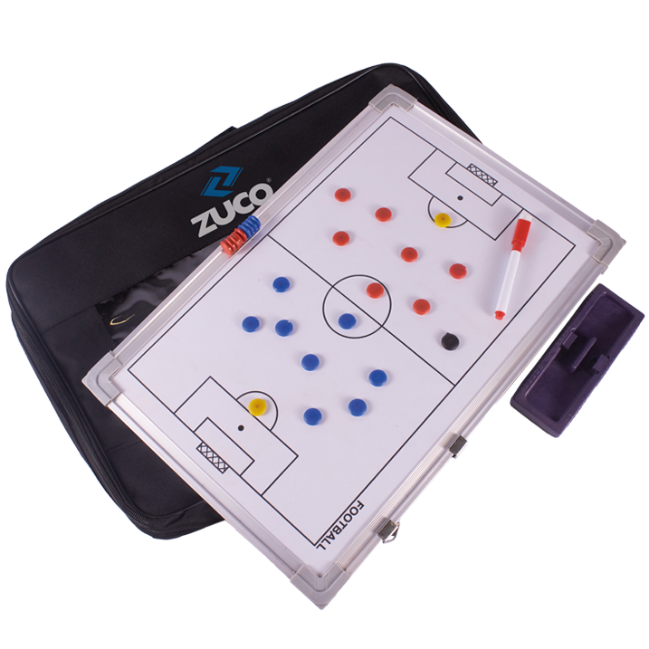 Portable sports coaching board with field markings.
