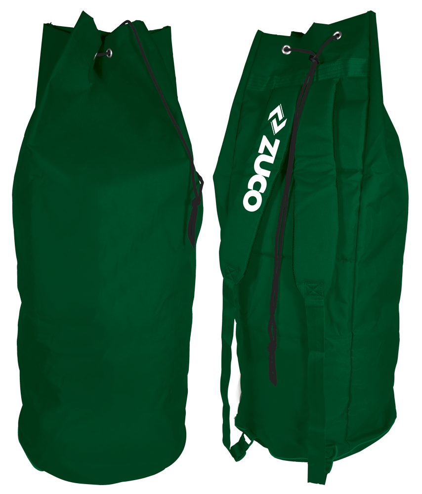 Green Zuco sports kit bag shown from the front.