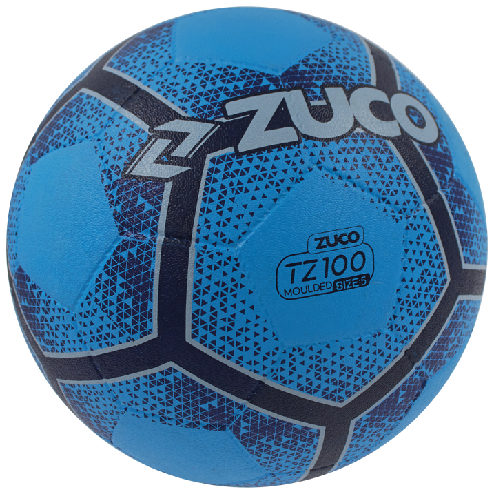 Blue and grey Zuco branded sports ball.