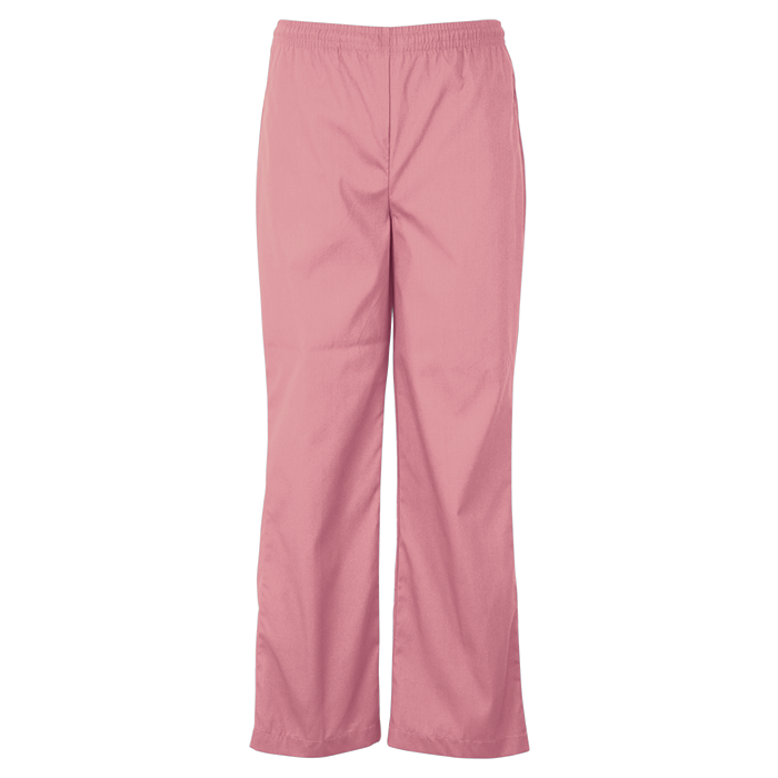Pink healthcare scrub trousers.
