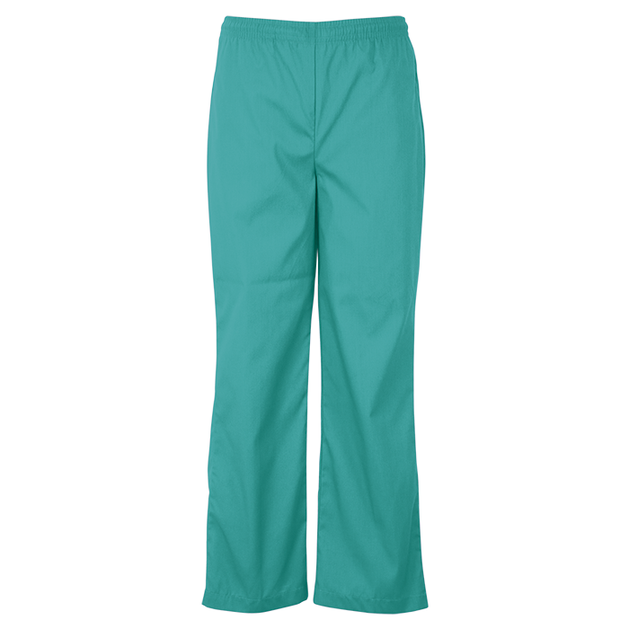 Turquoise healthcare scrub trousers.