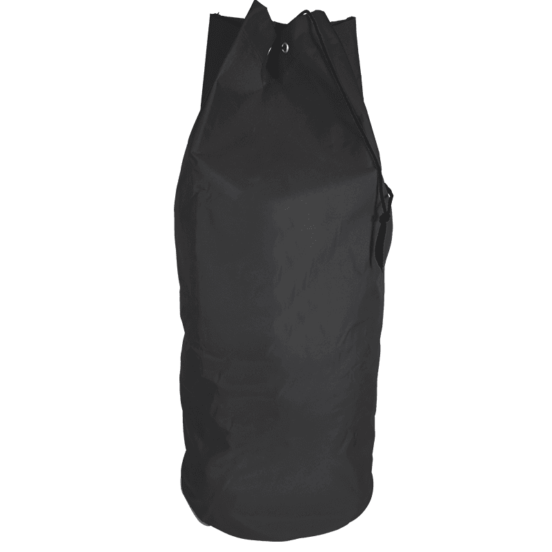 Black drawstring sports bag for team and training gear.
