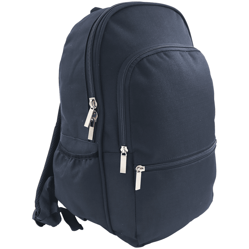 Black sports backpack with multiple compartments.