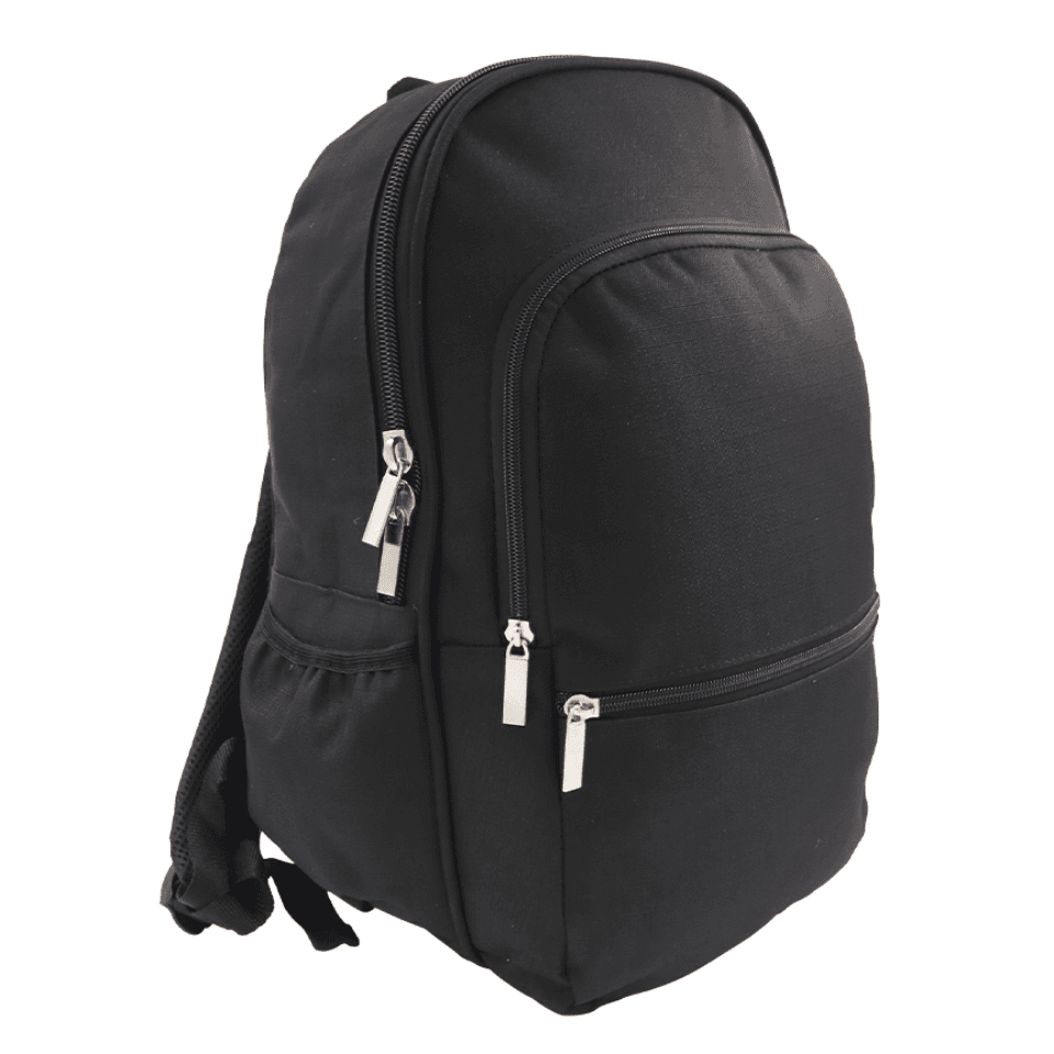 Black sports backpack shown from the front.