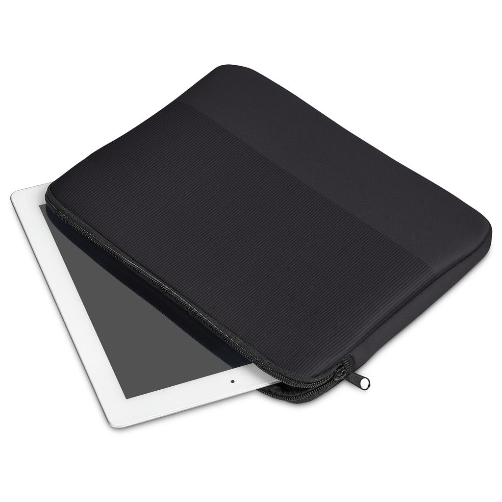 Black zip pouch shown at a three-quarter angle.