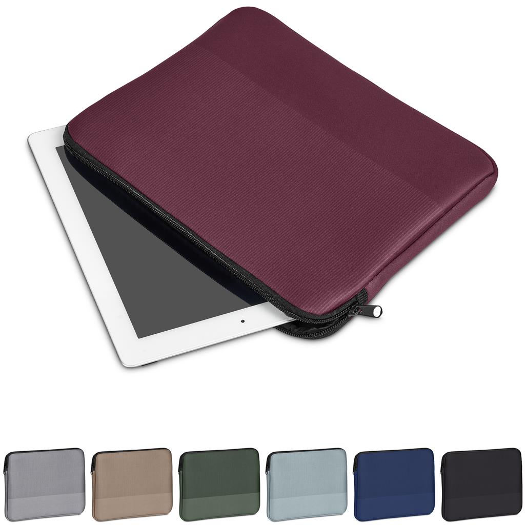 Burgundy zip pouch shown at an angle.