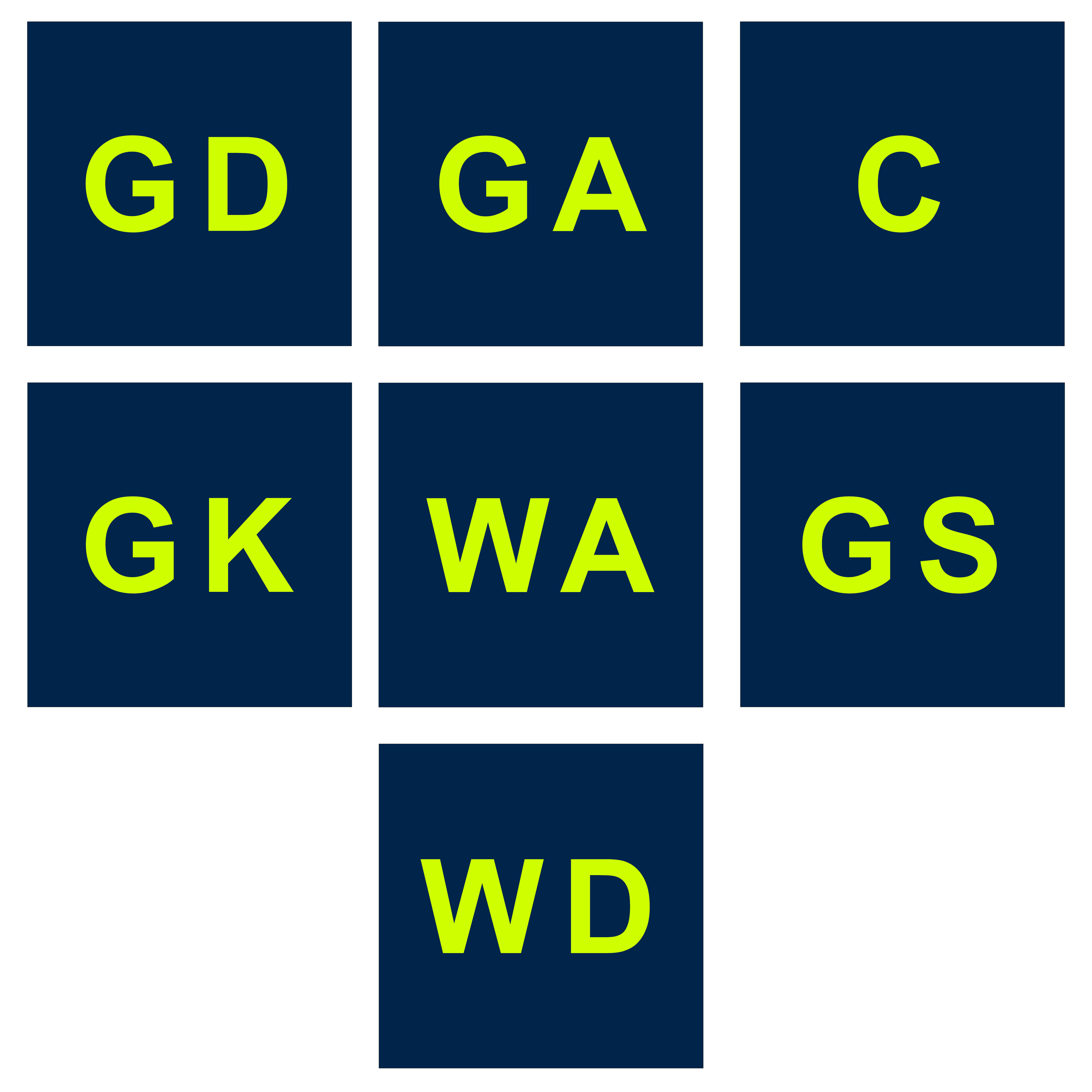 Navy square netball position bib set with green lettering.