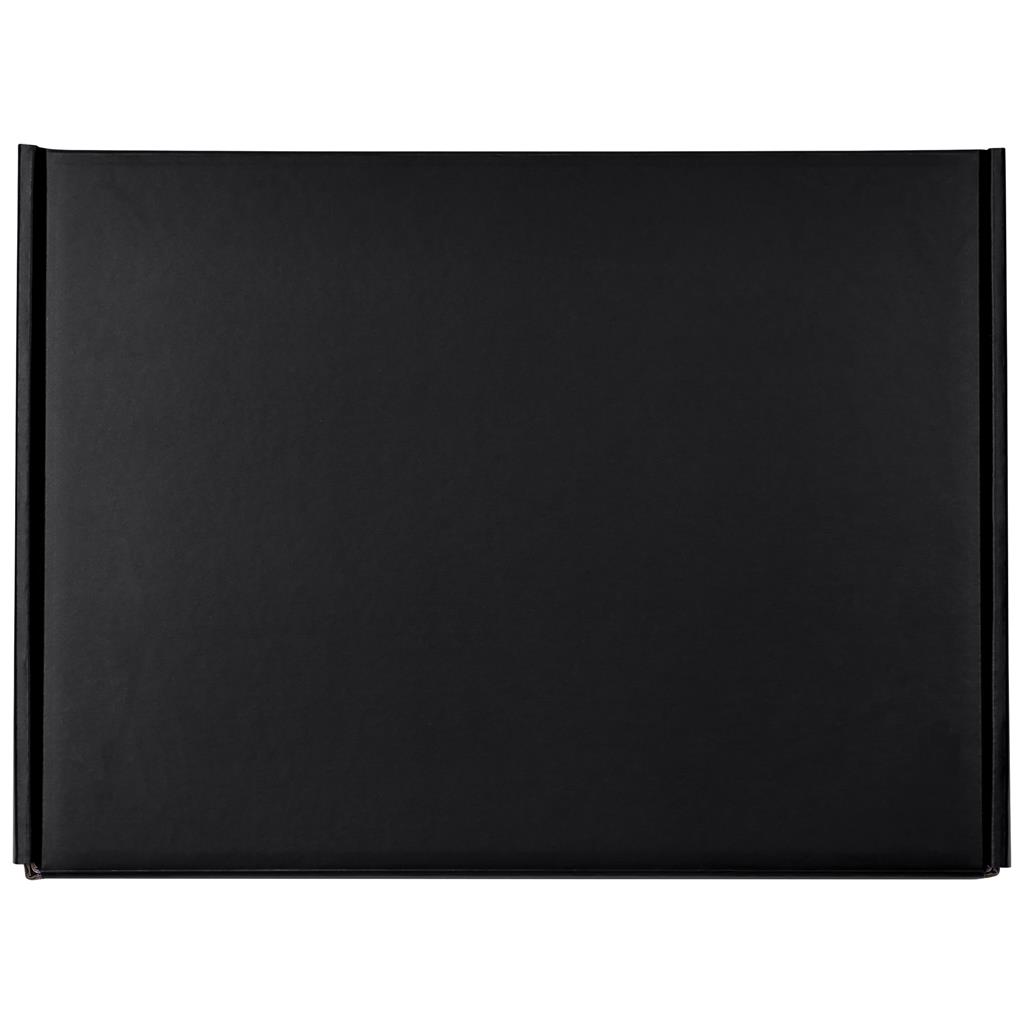 Black corporate gift box with fitted lid.