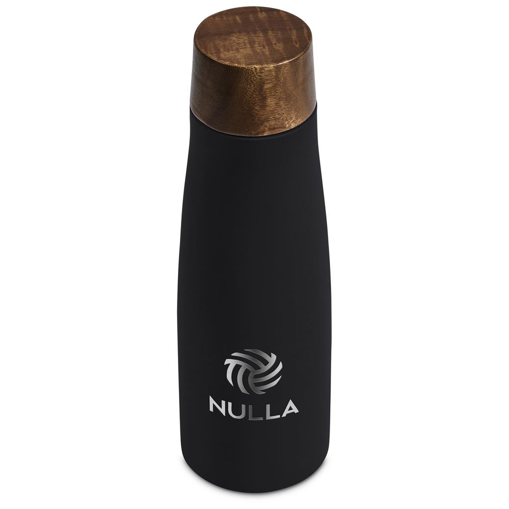 Black insulated bottle shown from the front.
