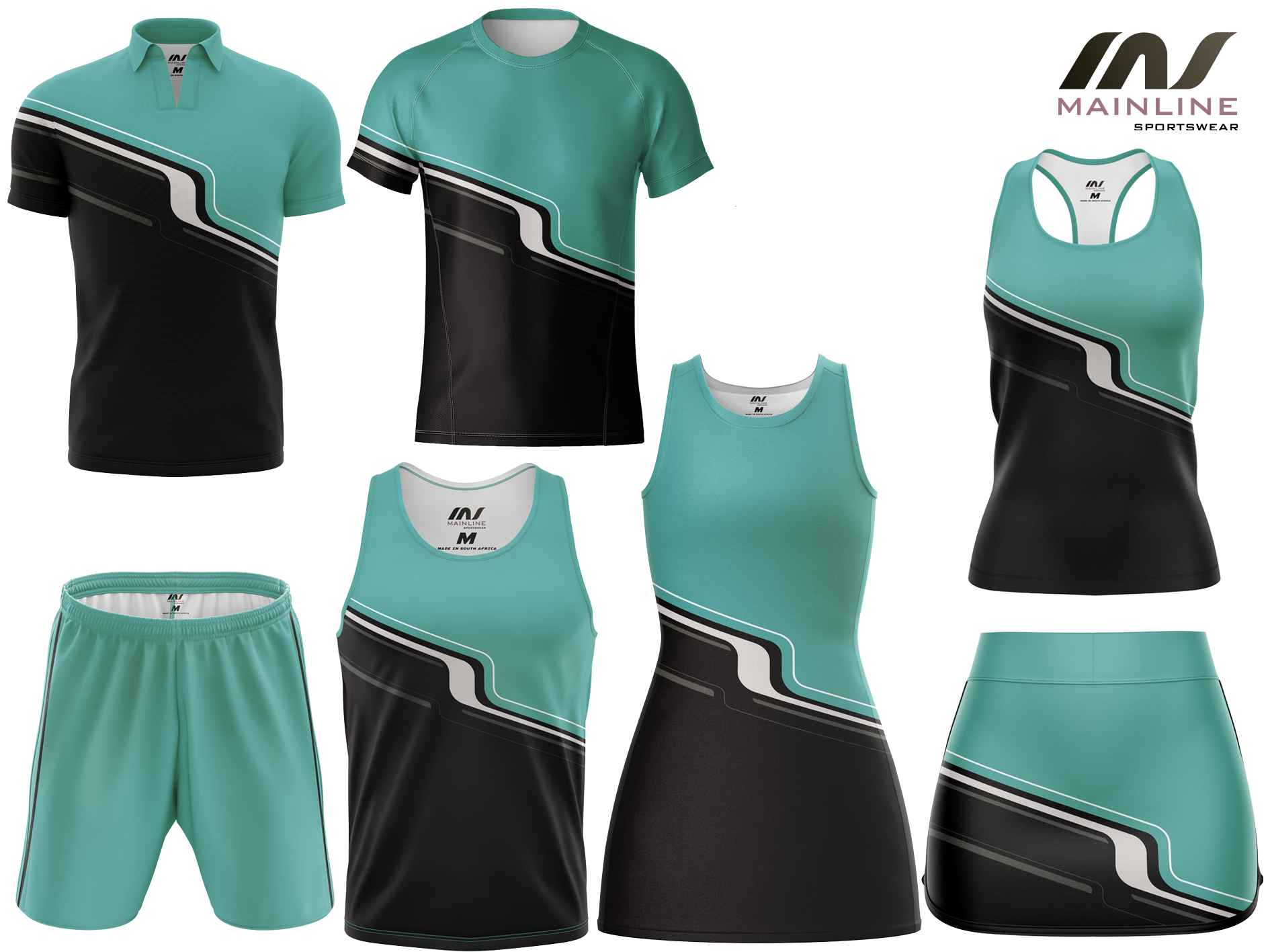 Mint and black hockey kit with matching shorts.