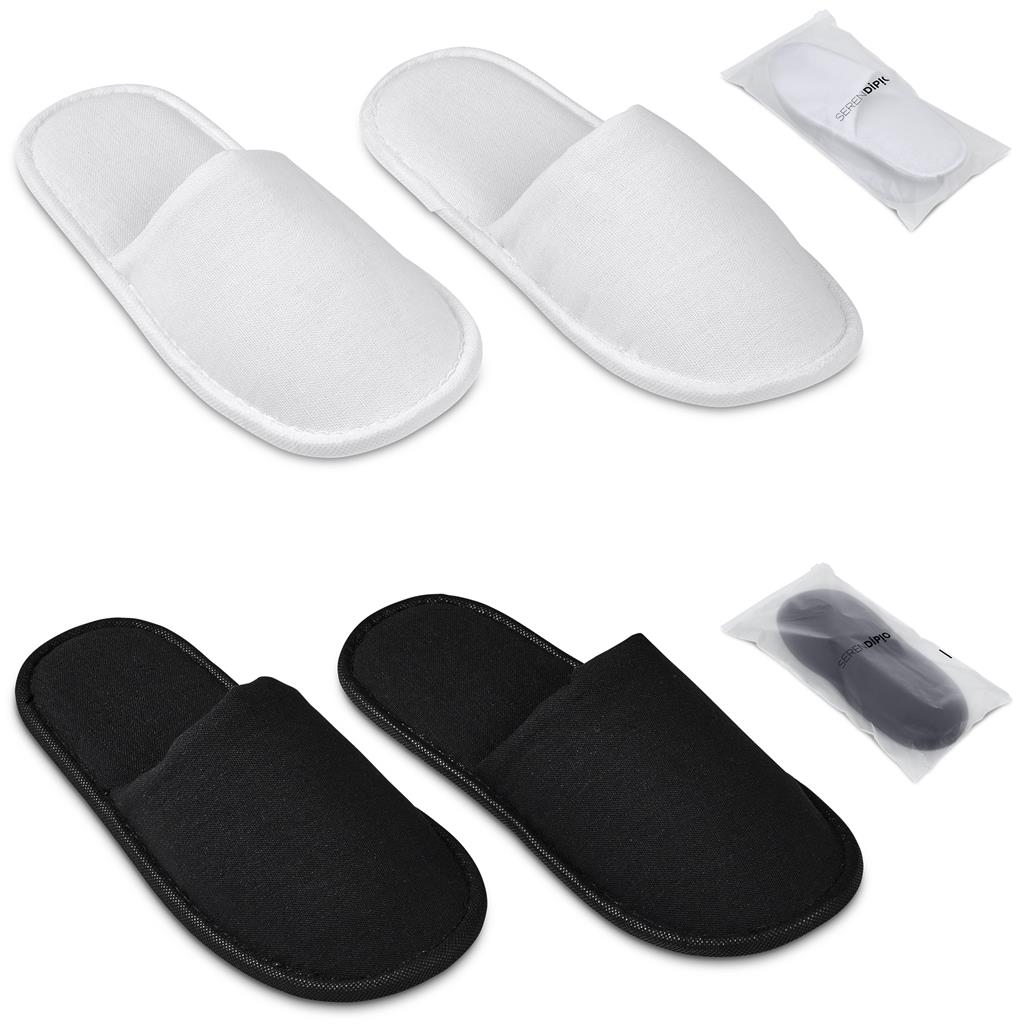 White branded slippers shown as a pair.