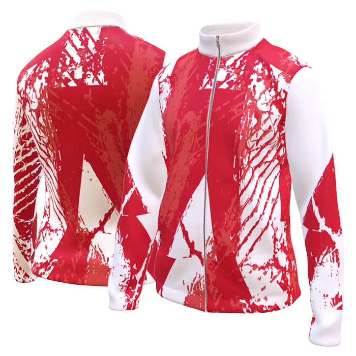 White and red long-sleeve sports jersey.