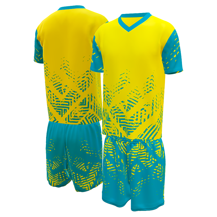 Yellow and green short-sleeve sports jersey.