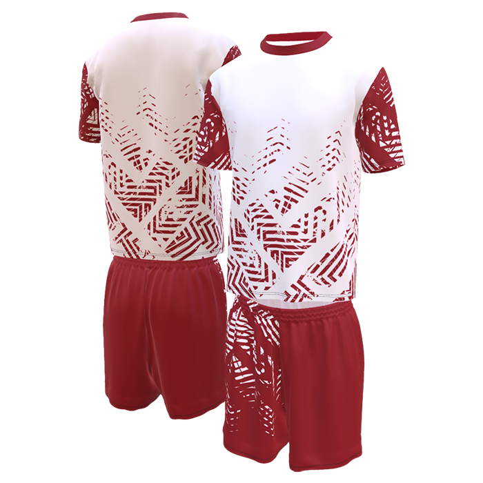 White and red short-sleeve sports jersey.