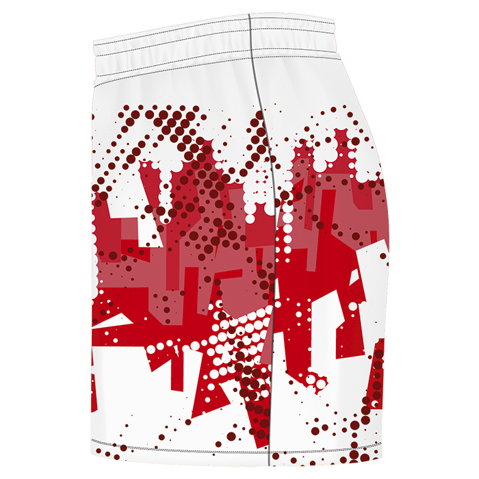 Red and white sublimated long-sleeve sports jersey.