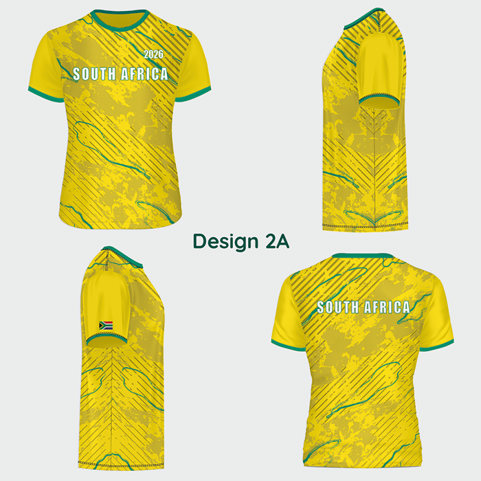 Yellow sublimated sports shirt design shown from multiple angles.