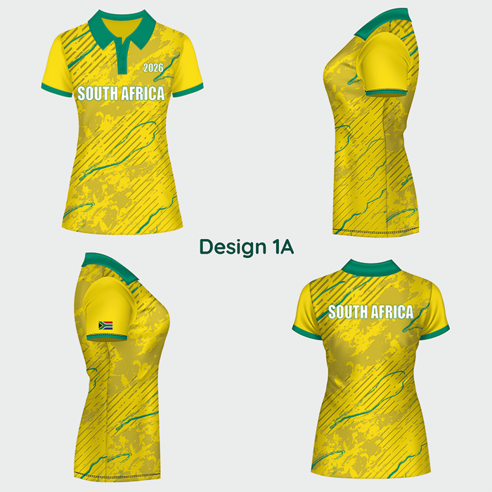 Yellow and green sports shirt design shown from multiple angles.