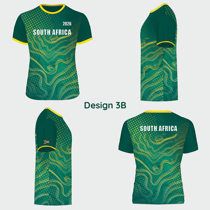 Dark green sublimated sports shirt design shown from multiple angles.