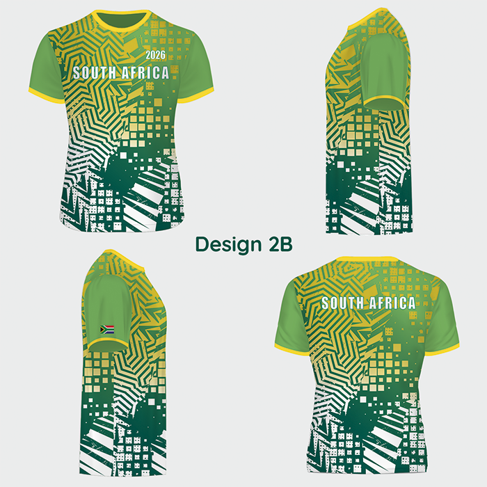 Green and white sublimated sports shirt design shown from multiple angles.