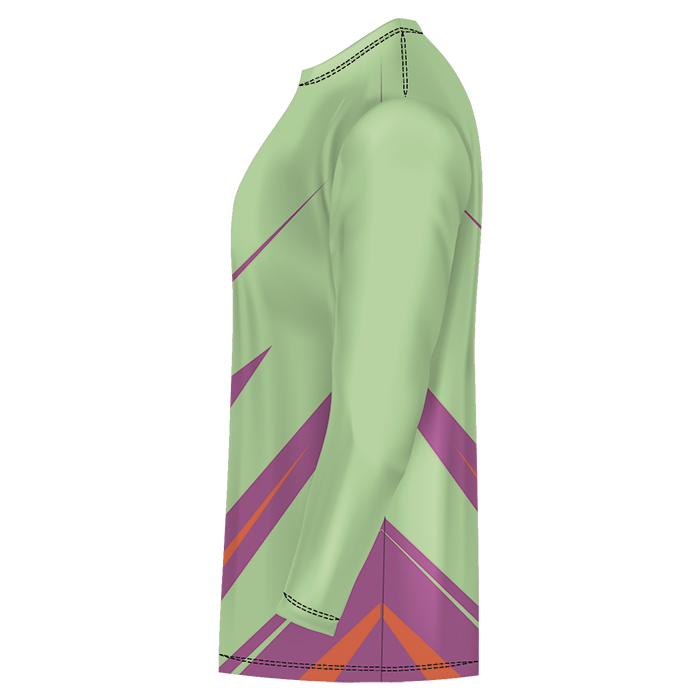 Light green sleeveless sports jersey with purple graphic detail.