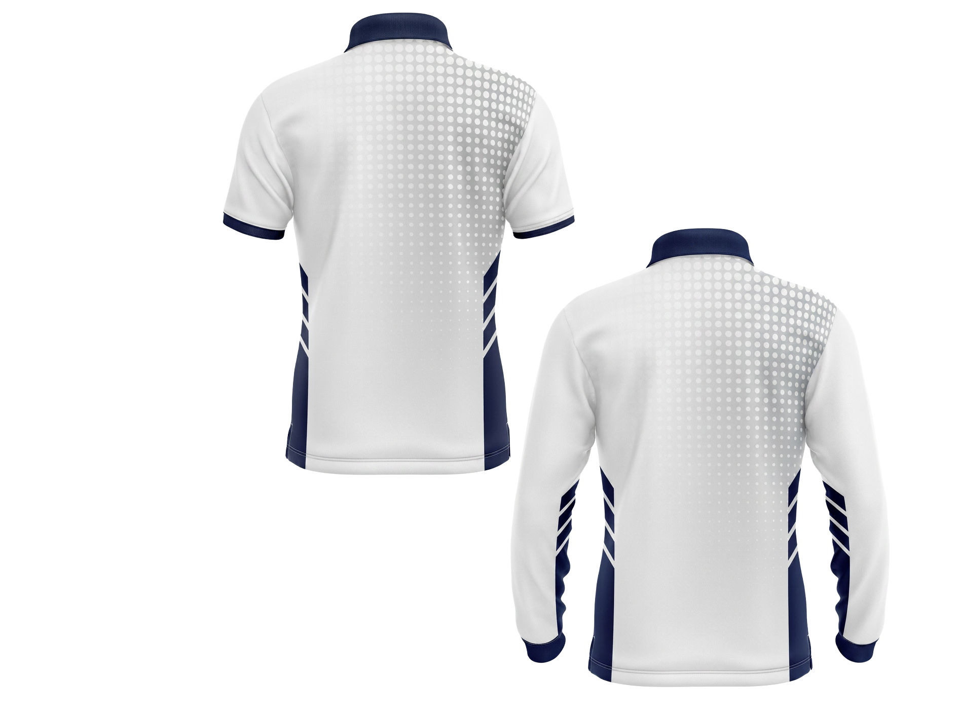 White short and long-sleeve golf shirt