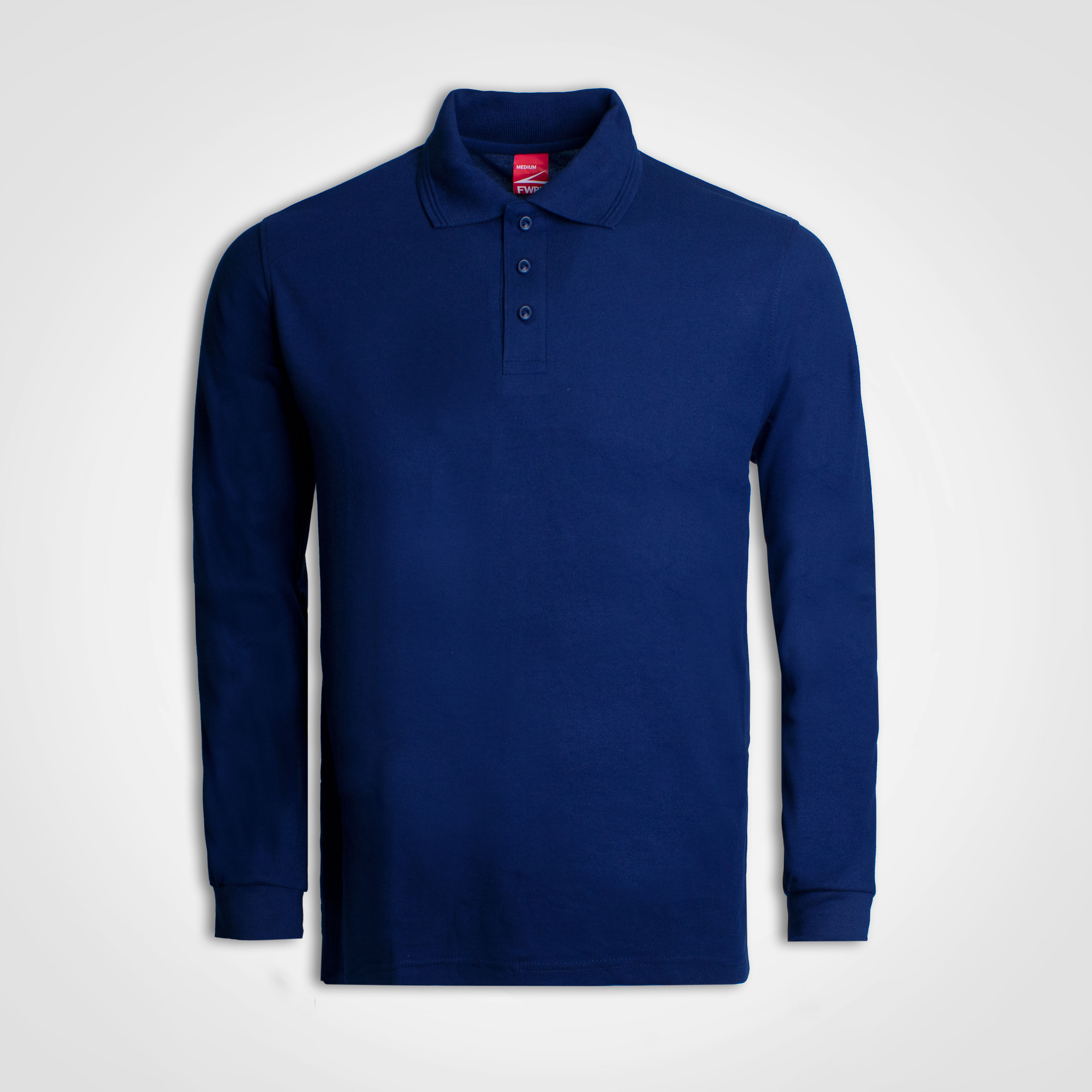 Royal blue long-sleeve knit top shown from the front.